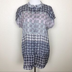 ‼️CLEARANCE‼️ CAbi Astor Geometric Shape Semi-Sheer Button Blouse